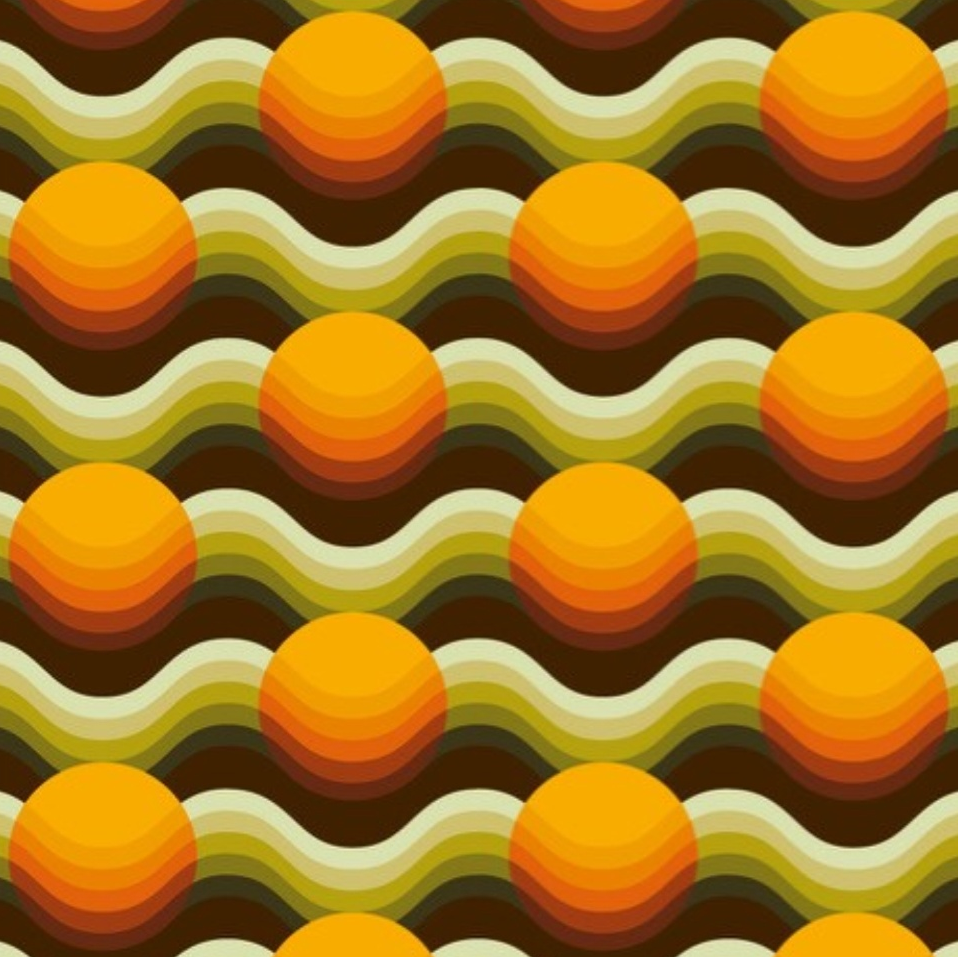 70s Paisley Ornament Mandala wave pattern paper tile Seamless