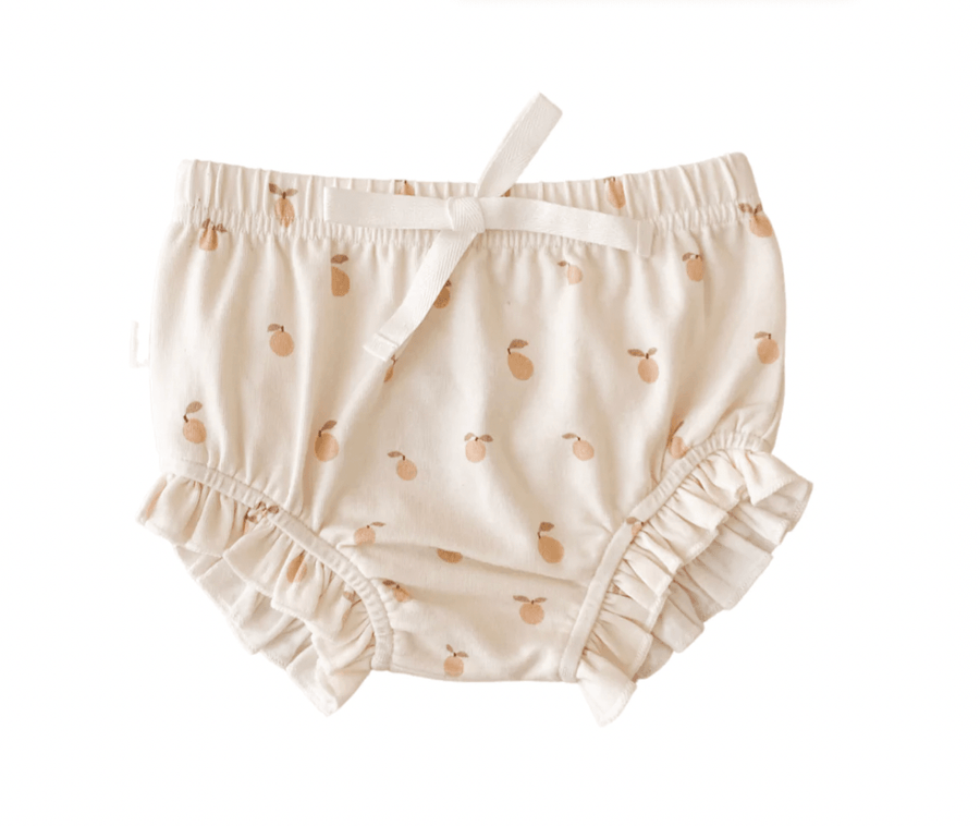 Organic Cotton Ruffle Bloomers - Peach Print | India & Grace – Little ...