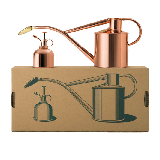 Haws Copper Classic Watering Set with 100% recycled gift box.