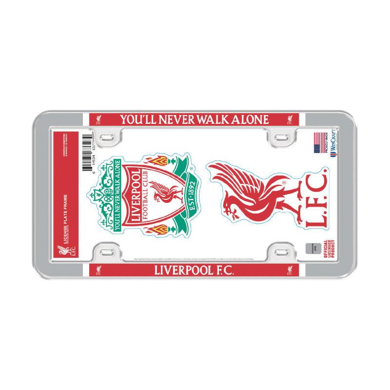 Image of Liverpool FC License Plate Thin Frame - Plastic w/2 Decals