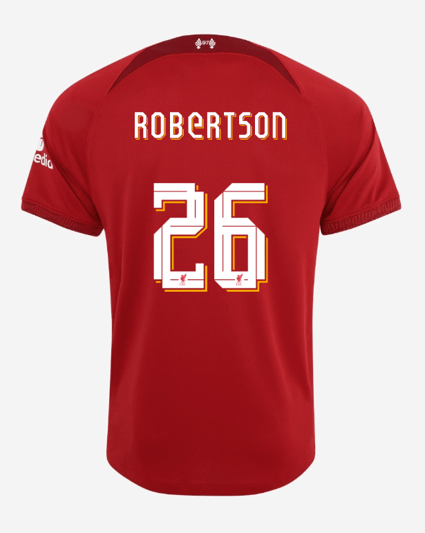 Image of Andy Robertson Liverpool FC 2022/23 Stadium Home Big Kids' Nike Dri-FIT Cup Soccer Jersey