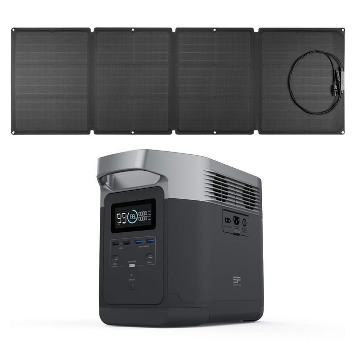 EF ECOFLOW EFDELTA 1260Wh Solar Generator with 110W Solar Panel , 6 X 1800W  (3300W Surge) AC Outlets, Portable Power Station for Outdoors Camping RV