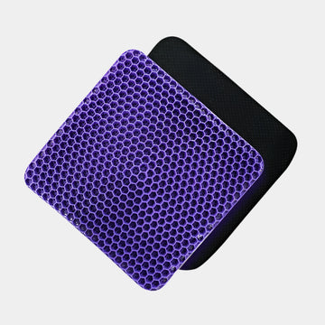 Large Purple Gel Seat Cushion – Ergonomic Support for Long-Distance Travel, Office, and Lower Back Pain Relief - Delicate Leather  