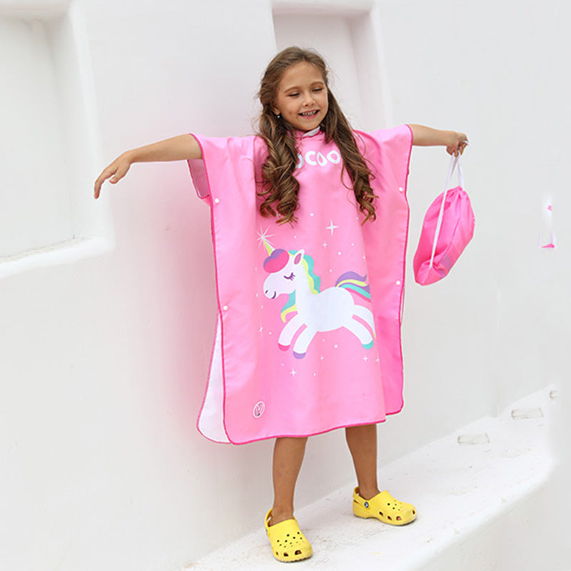 Kids Quick Drying Bathrobe Printing Absorbent Towel Pajamas – toddlerme