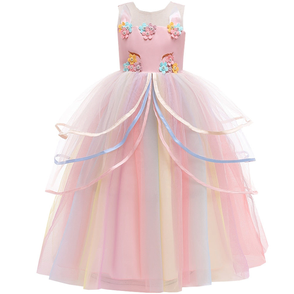 Girl Rainbow Unicorn Dress Party Easter Dress Up Costume 3-12 Years ...