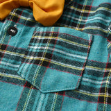 Baby Boy Plaid Long-sleeved Christmas Bib Set 2 Pcs Suits