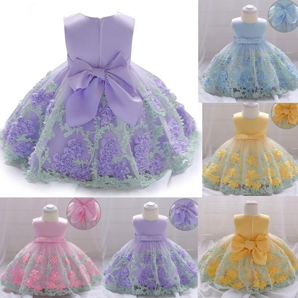 Girls Toddler 3D Flowers Birthday Party Wedding Dresses