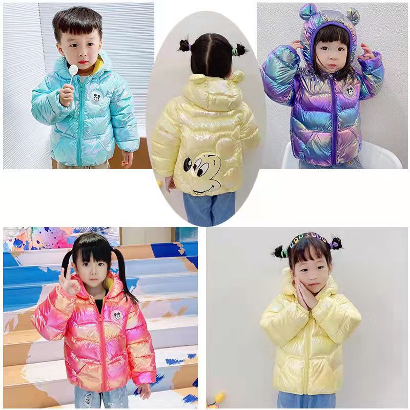 Baby Coat Boys Winter Jackets Fashion Bright Hooded Snowsuit 1-5Y