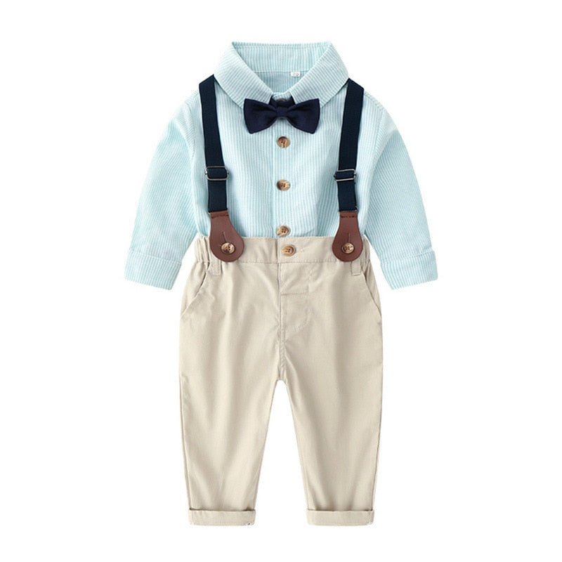 Baby Boys Set Toddler Gentleman Suit Baptism Bowtie Suspender Outfits ...