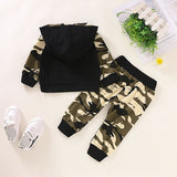 Boy Casual Camouflage Long Sleeve Hooded Trendy Suits 2 Pcs Set