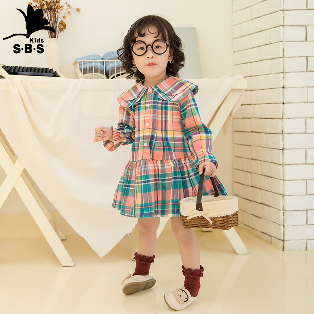 Girls Casual Rainbow with Plaid Printing Cotton Dress 1-6 Years – toddlerme