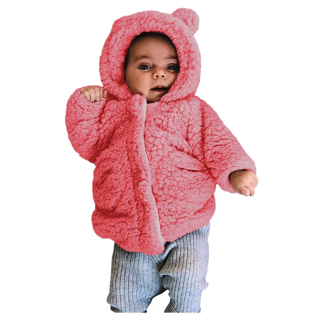 Kids Jacket Winter Warm Fleece Hooded Teddy Bear Coat Outerwear – toddlerme