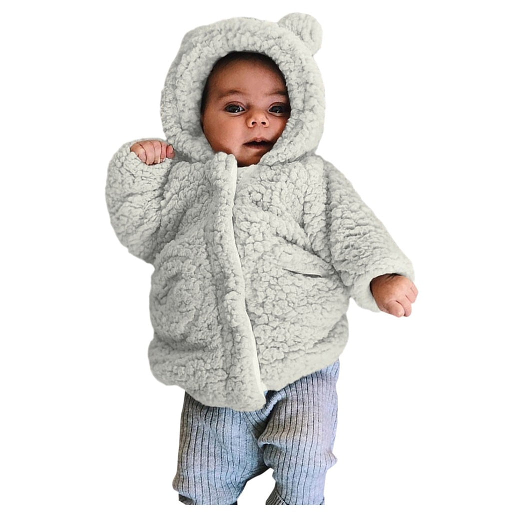 Kids Jacket Winter Warm Fleece Hooded Teddy Bear Coat Outerwear – toddlerme