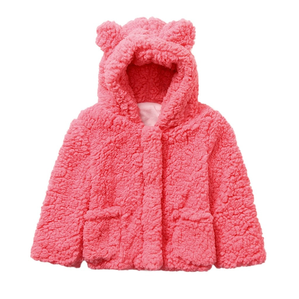 Kids Jacket Winter Warm Fleece Hooded Teddy Bear Coat Outerwear – toddlerme