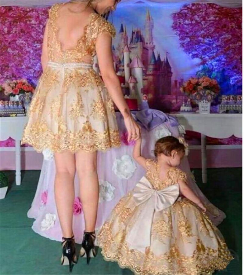 Mädchen Prinzessin Blumen bestickte Schleife Partykleider 6M-4T