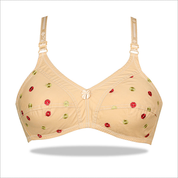 Like-Me Chicken Embroidery Cotton Pad less Wire free Full coverage Bra –  LeeWear