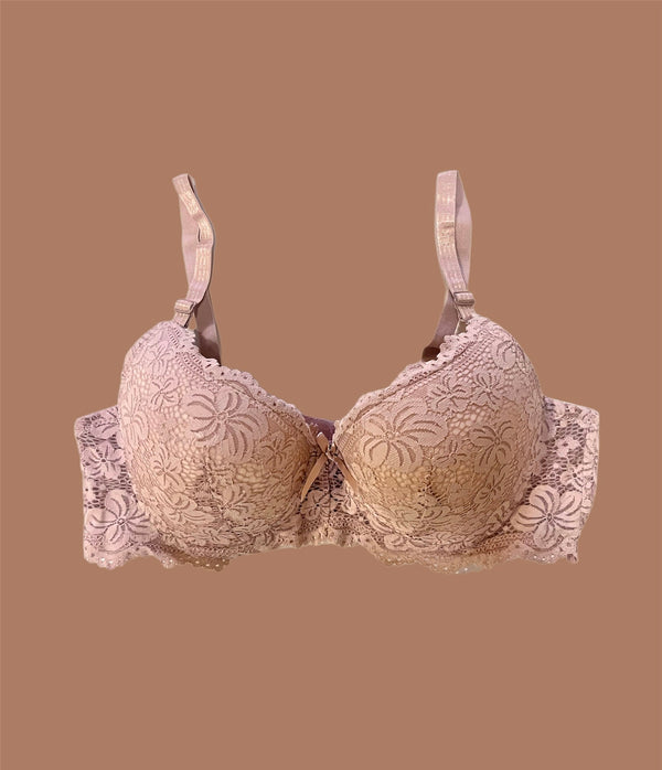 Tea Pink Floral Lacy Padded Bra - Bra for Girls