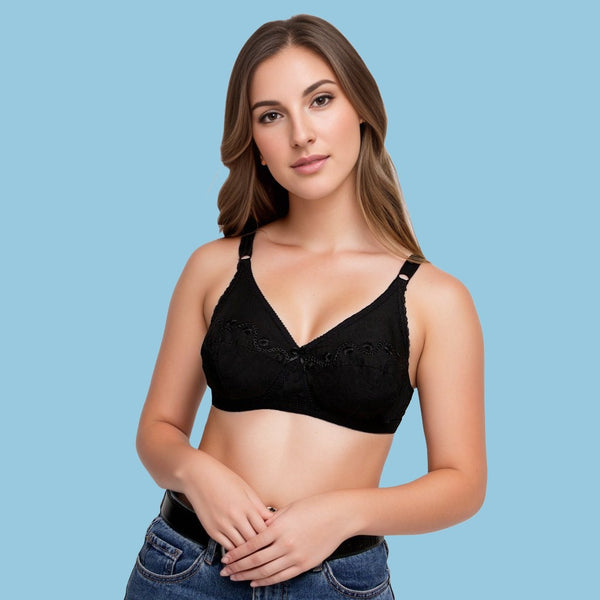 Buy Teens Women's Cotton Elastic Stripe Wire Free Full Cup Bra (Forever  Classics-Cross_Skin_32C) at