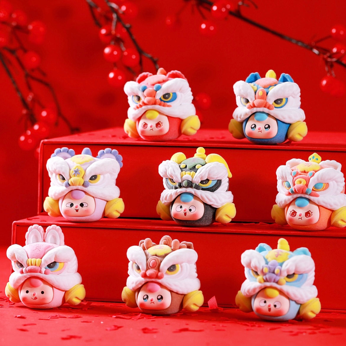 Baby Three The Hundred Surnames- Longxing dayun Bean Series PVC Figurine TOY Figure Ornement Gift Doll 1 Set 9PCS For use 15 years old or above