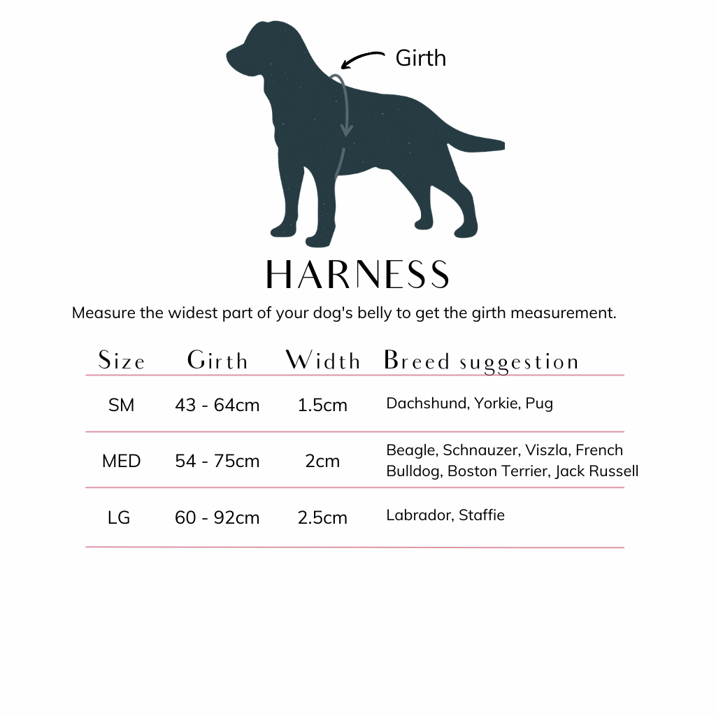 dog harness size guide