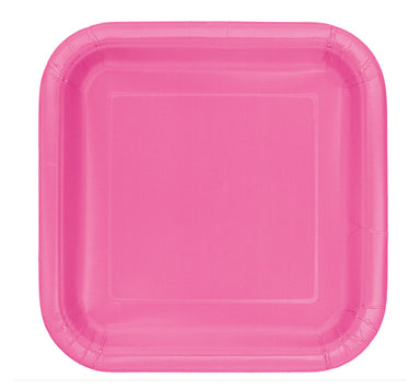 Hot Pink 7" Square Plates - PartyFeverLtd
