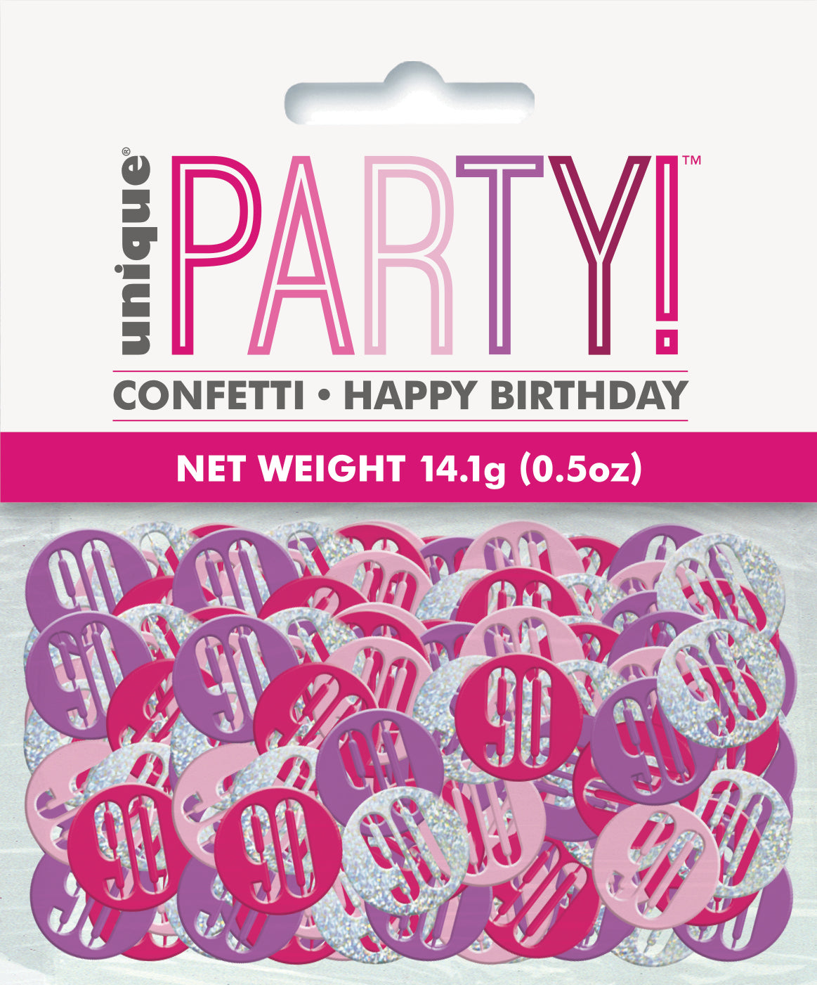 Glitz Pink 90th Birthday Confetti - PartyFeverLtd
