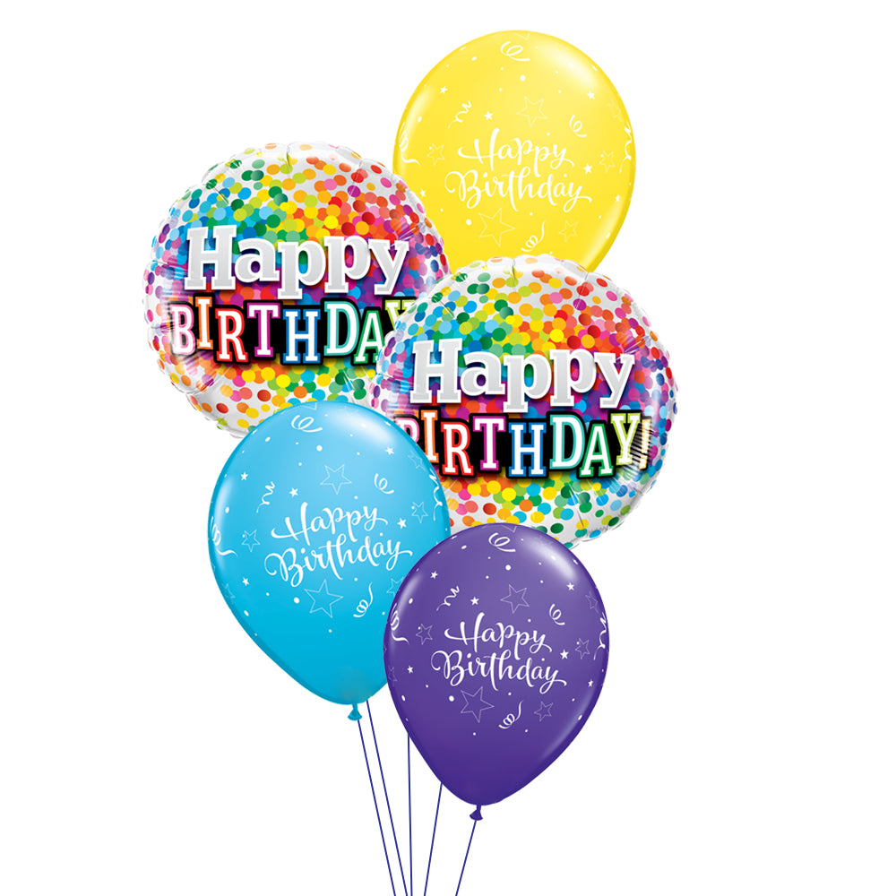 Rainbow Confetti Balloon | Birthday Balloon Bouquets | Party Fever