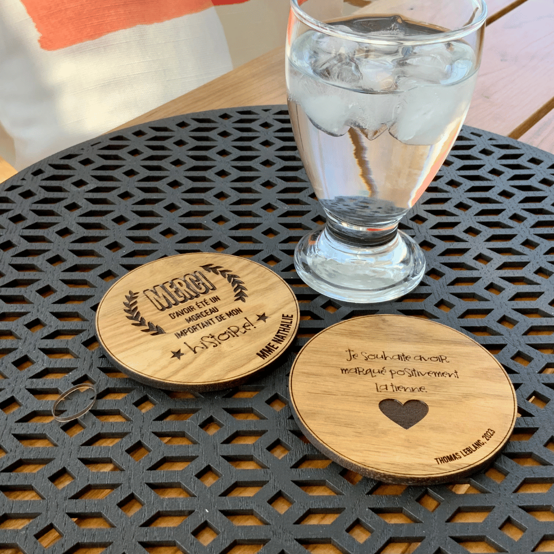 Dessous de Verre personnalisable avec Photo et Texte · Sous-verre en liège  · Déco de table personnalisée pour apéritif