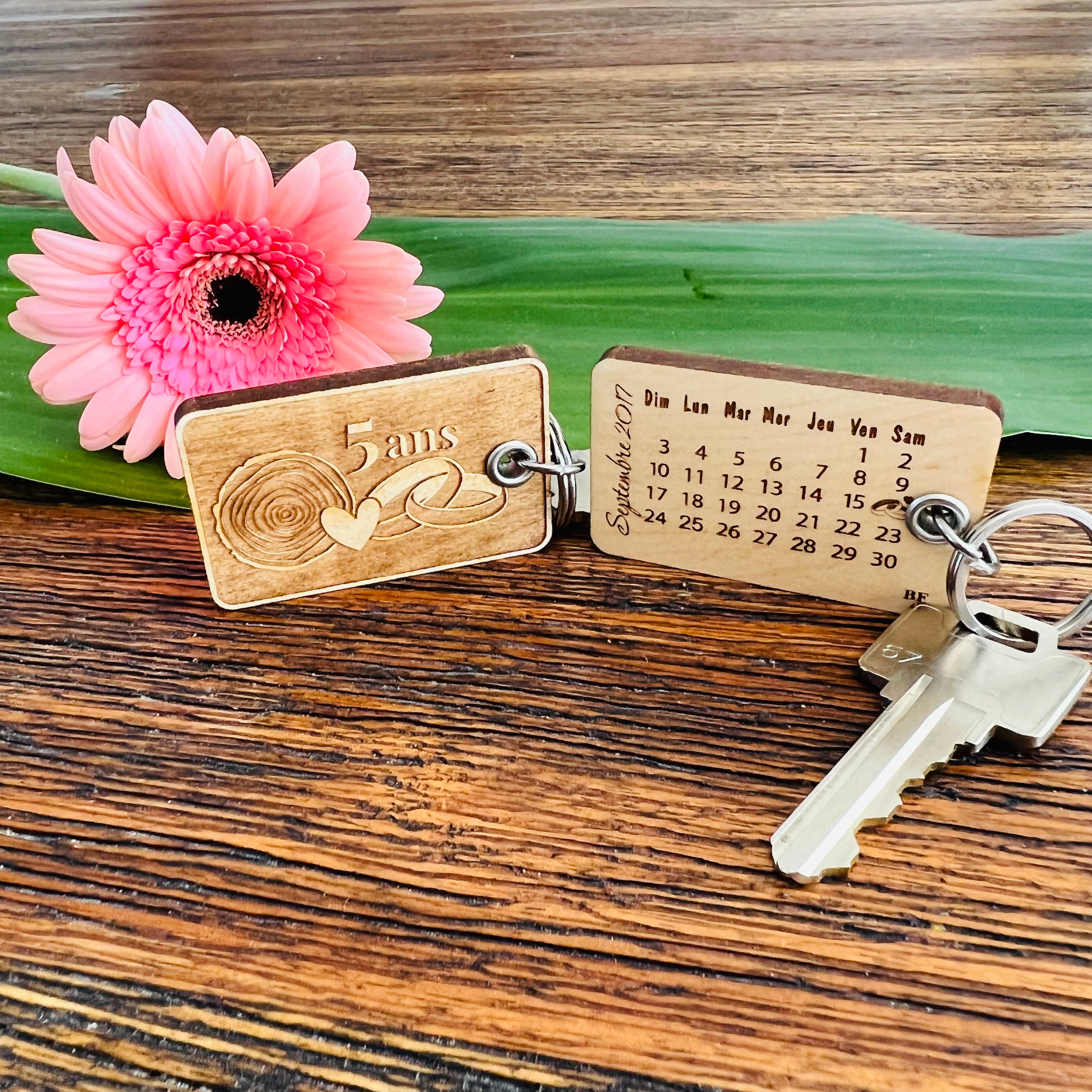 Portes clés Étiquette bois gravé Bois Côté Sud c'est bon de vivre ici !