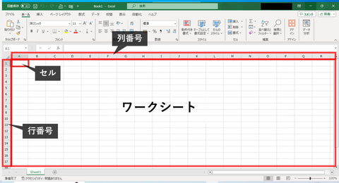 エクセル（Excel）の画面と用語の説明