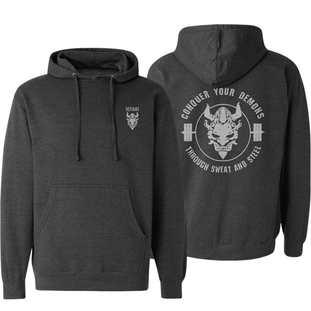 CONQUER YOUR DEMONS MIDWEIGHT HOODIE - ARMY HEATHER – Defiant Athletic Co