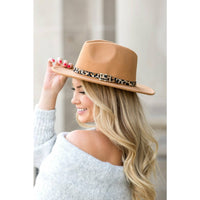 Leopard Buckle Accent Fedora- Camel