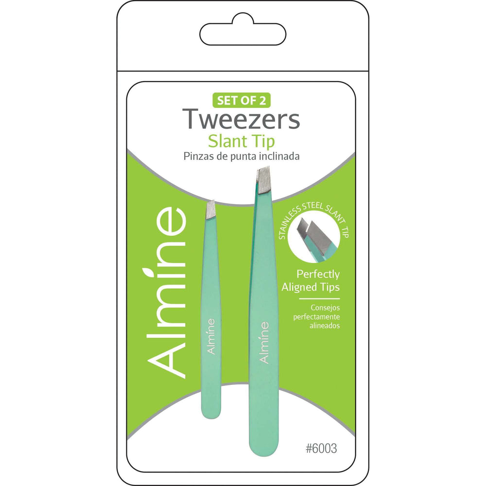 Almine Point Tip Tweezers with Rubber Coating 2pc