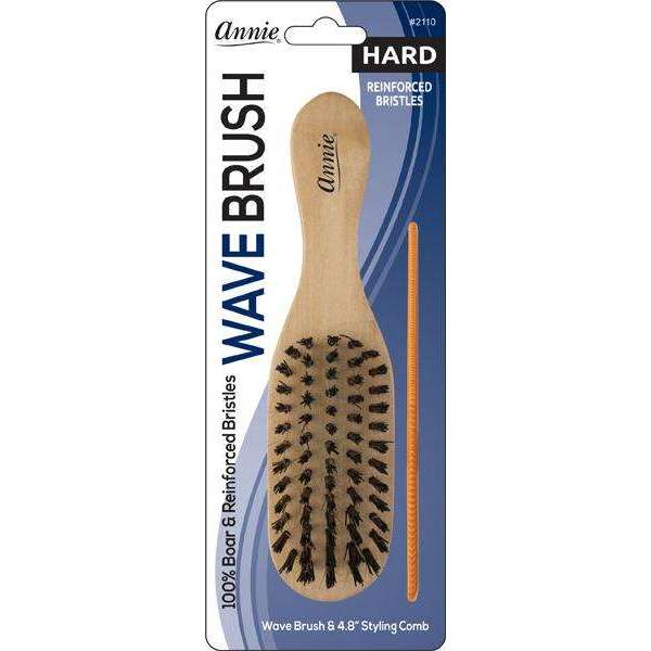 Annie Wooden Club Wave Brush Hard Reinforced Boar Bristles