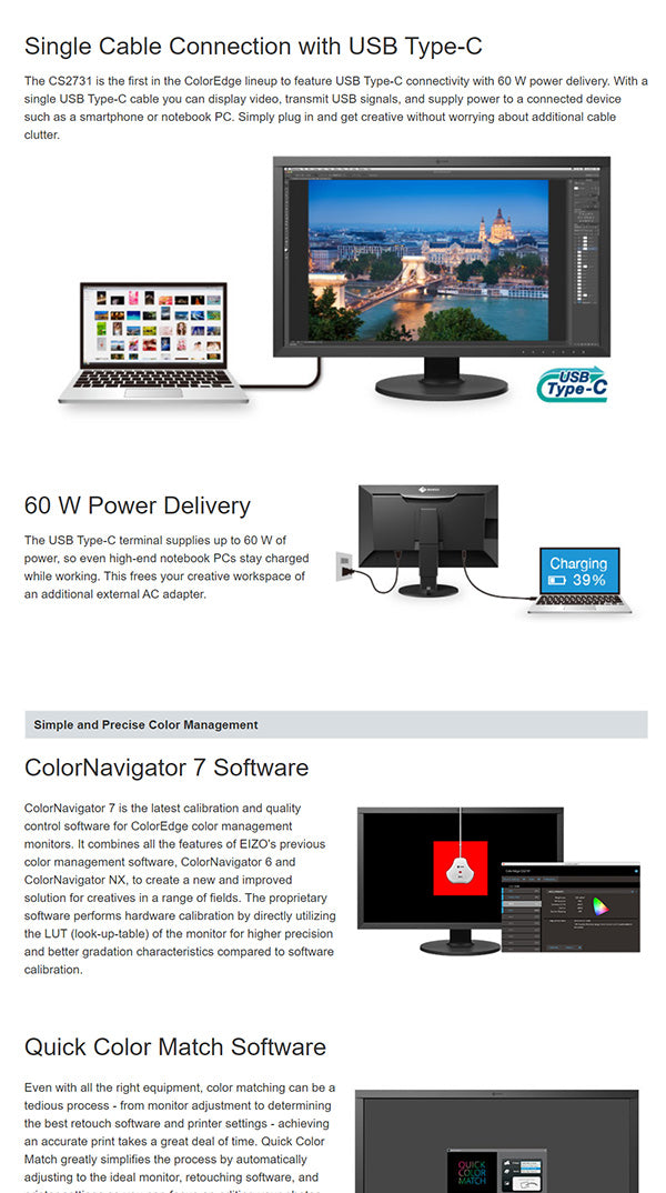 ColorMall Eizo ColorEdge CS2731-BK Monitor Features