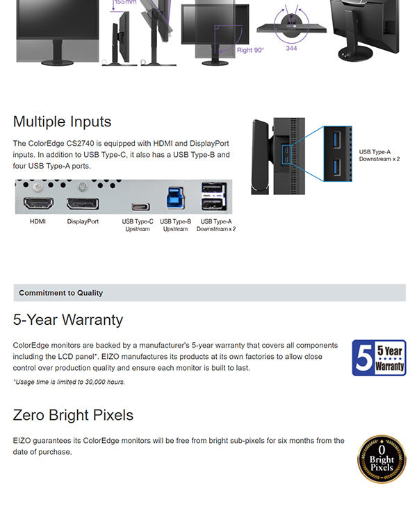 ColorMall Eizo ColorEdge CS2740-4K-BK Features