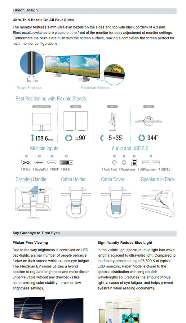 ColorMall Eizo FlexScan EV2456 Monitor Features
