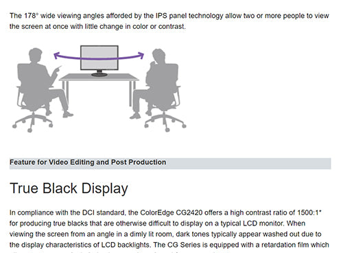 ColorMall Eizo ColorEdge CG2420-BK Wide Viewing Angles With IPS Panel