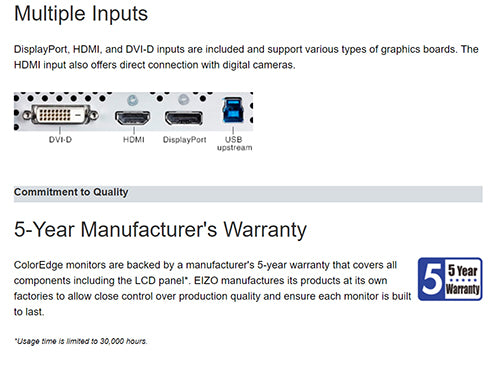 ColorMall Eizo ColorEdge CG2420-BK 5 Year Manufacturers Warranty