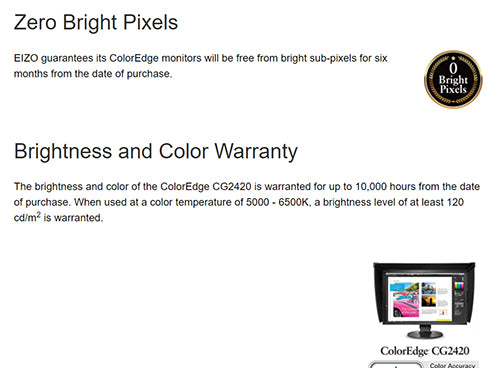 ColorMall Eizo ColorEdge CG2420-BK Zero Bright Pixels