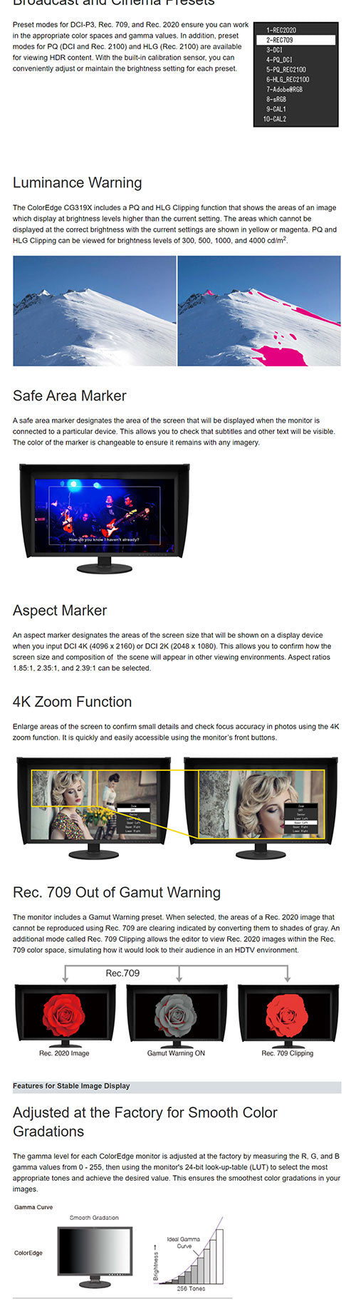 ColorMall Eizo ColorEdge CG319X-4K-BK Monitor Features