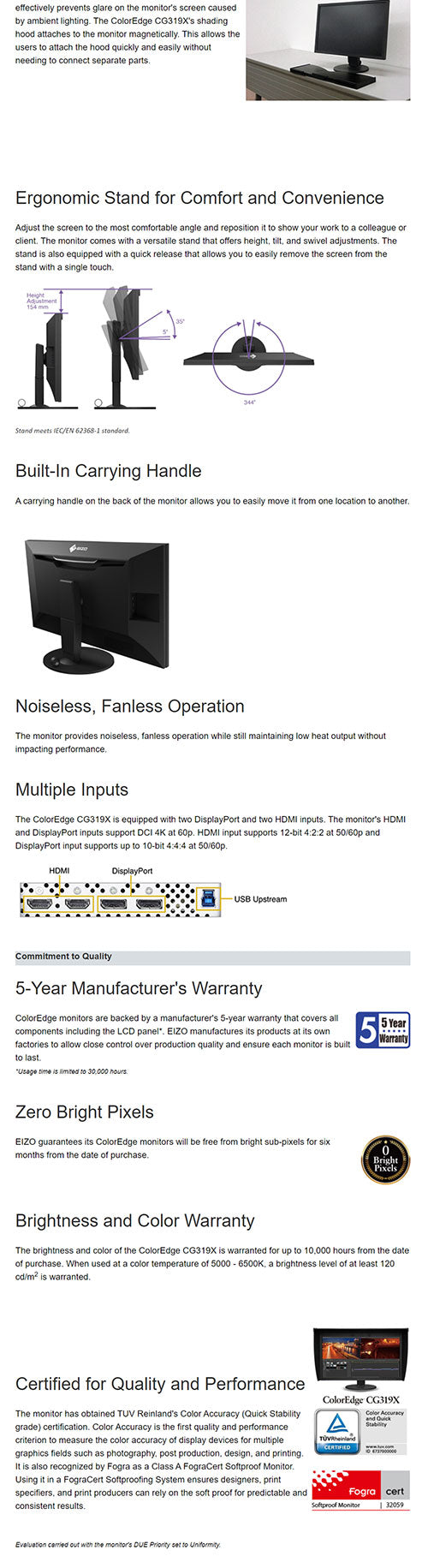 ColorMall Eizo ColorEdge CG319X-4K-BK Monitor Features