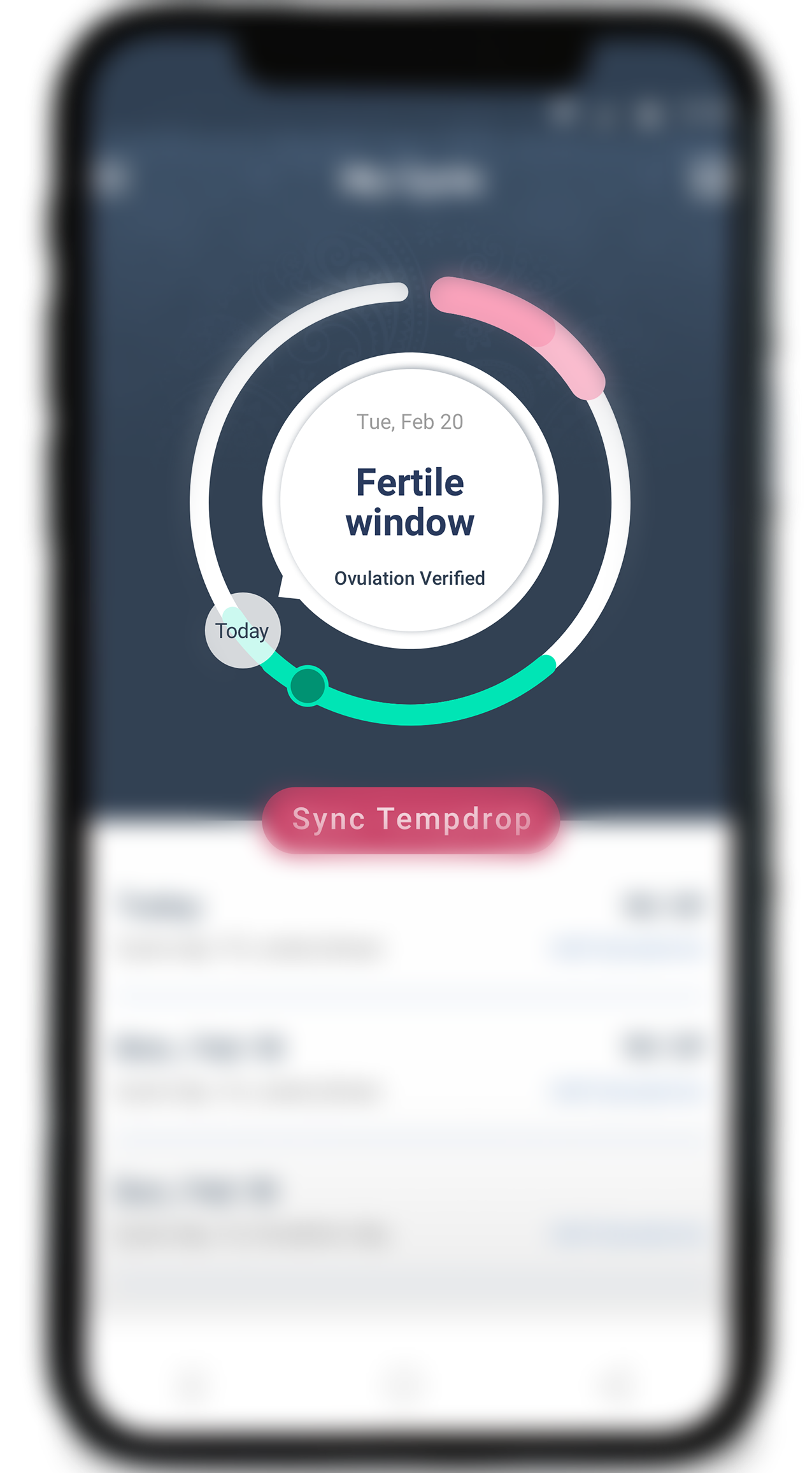 Fertile window screen on Tempdrop app