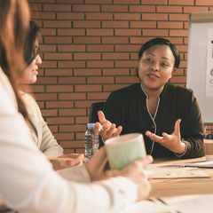 Woman leading discussion