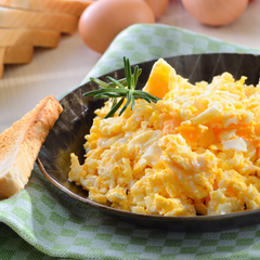 scrambled eggs and toast provide a full, healthy meal