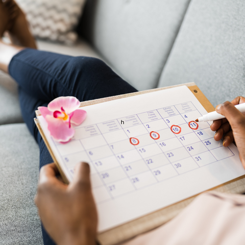 woman holding calendar using rhythm method