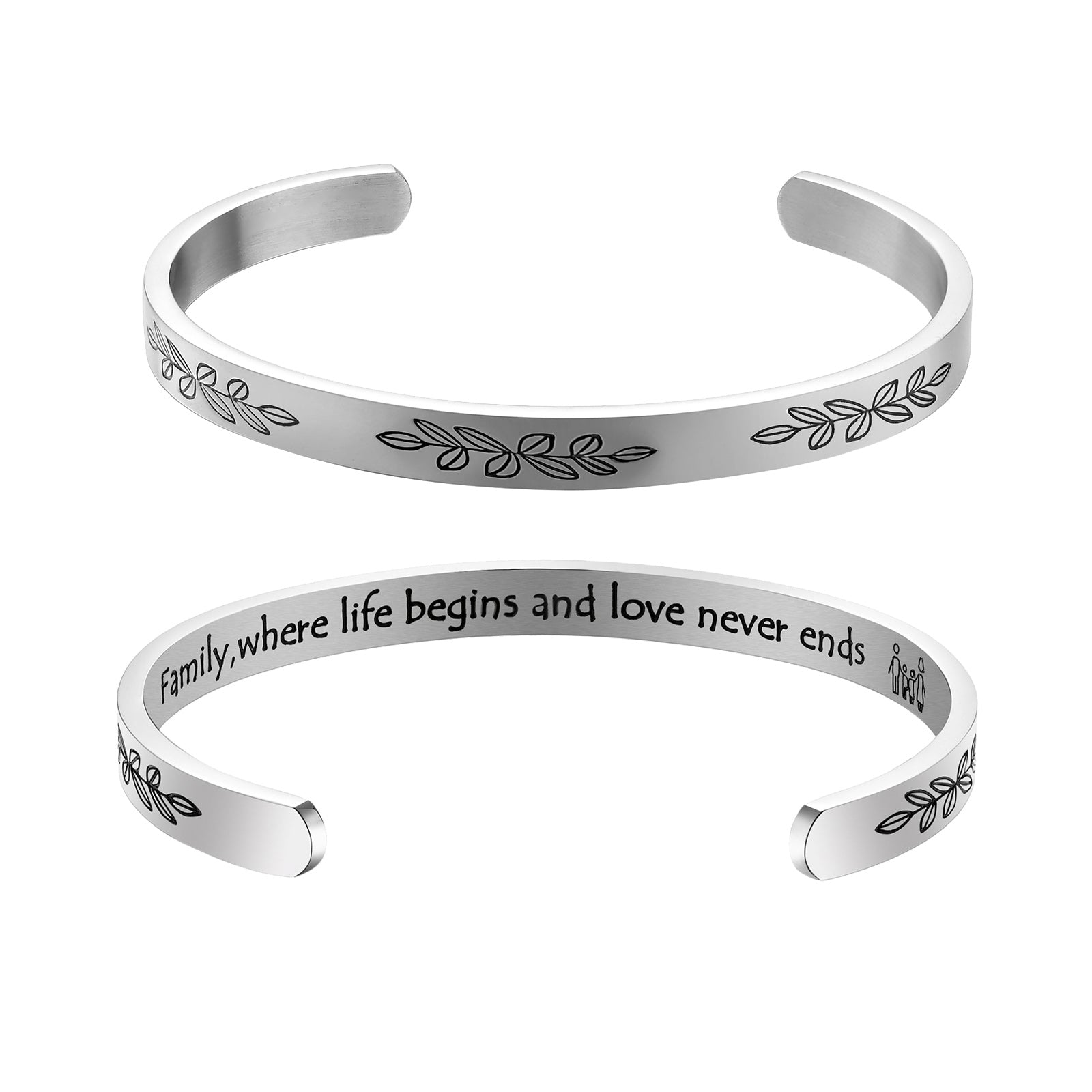 stainless steel cuff bracelet engraved