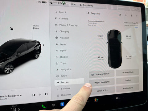 tesla headlight adjustment settings