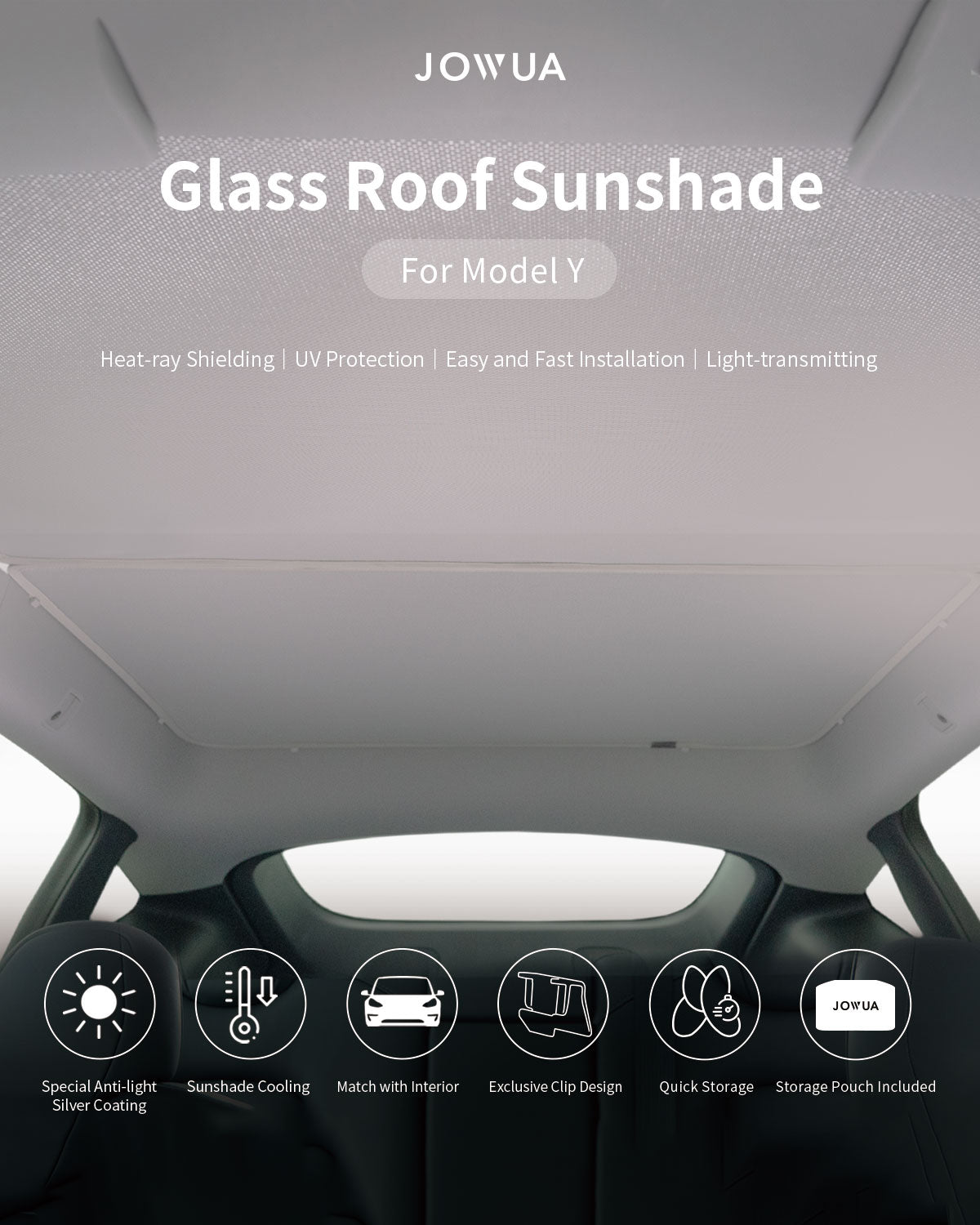 Glass roof sunshade Model Y