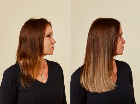 Hair extensions før og etter